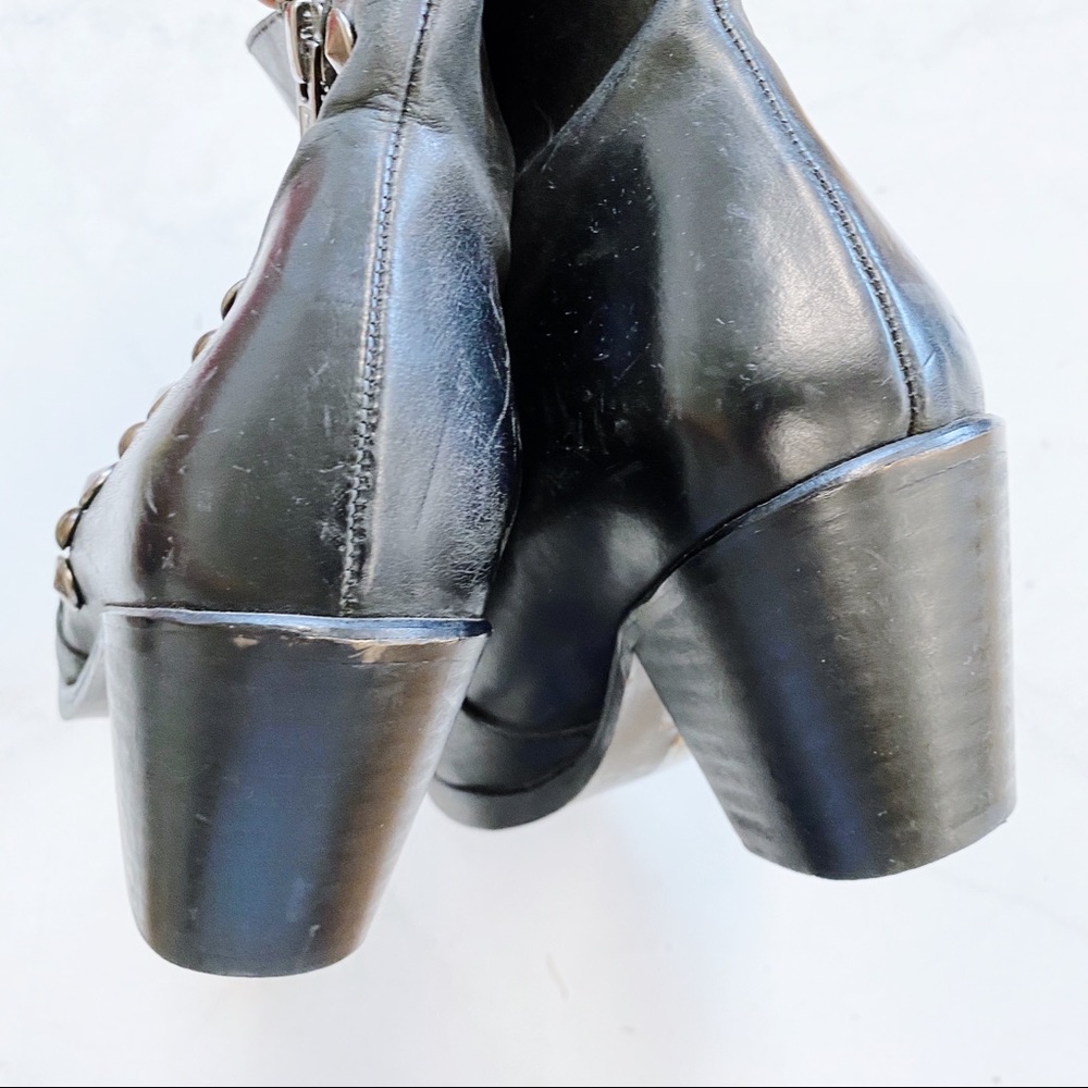 HIBOU leather almond toes studded black booties - Picture 3 of 4